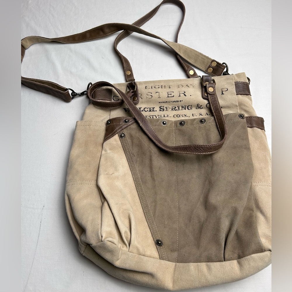 Canvas and Leather women’s bag - up cycled - Picture 2 of 9